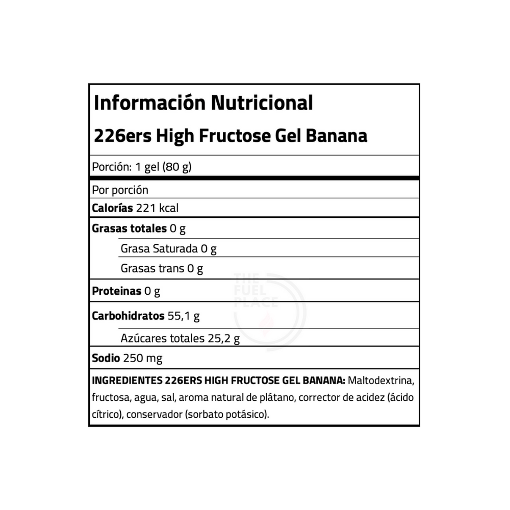 226ers high fructose gel banana info